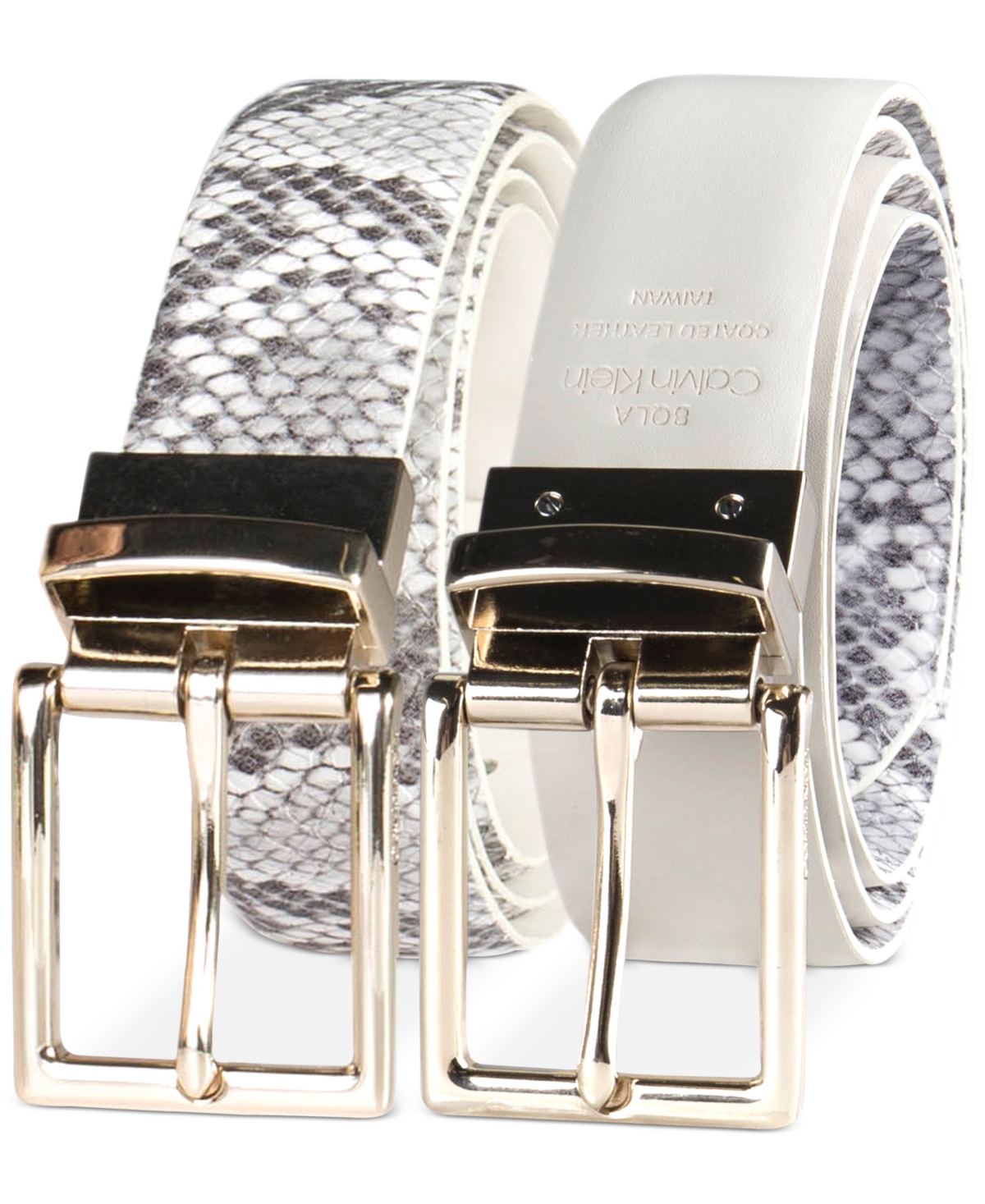 Women's Reversible Leather Pant Belt - Grey/white