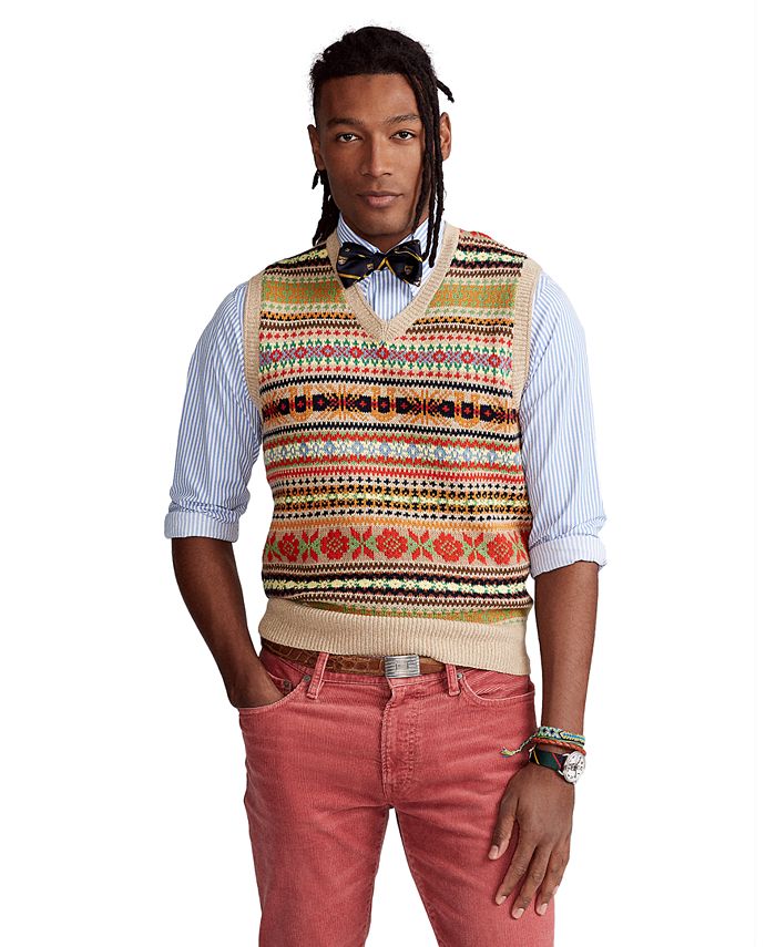 Polo Ralph Lauren Men's Fair Isle Cotton-Blend Sweater Vest & Reviews -  Sweaters - Men - Macy's