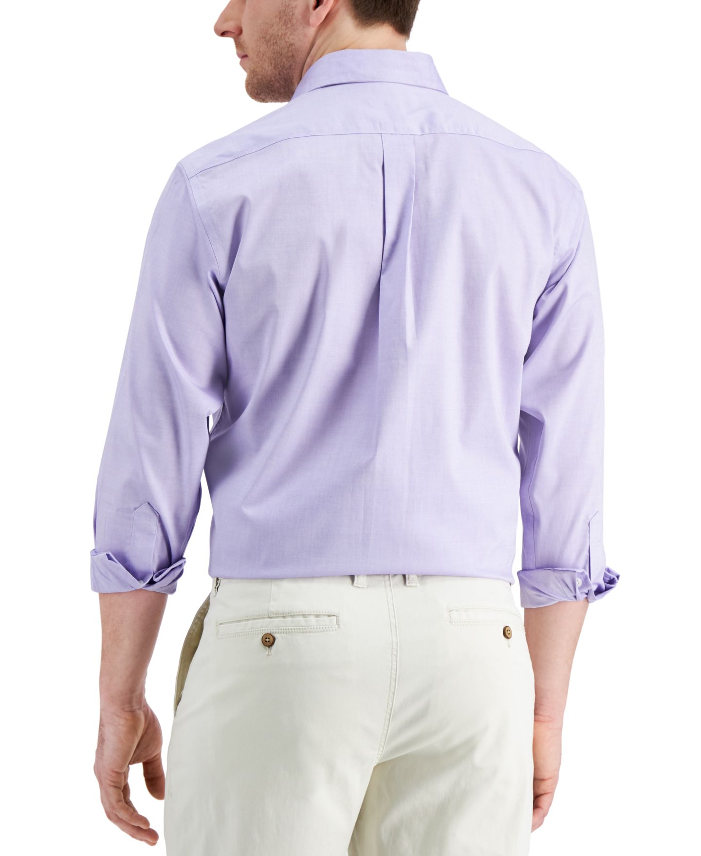 Мужская рубашка Club Room Regular Fit Pinpoint Dress Shirt, цвет: Лавандовый — фото 3