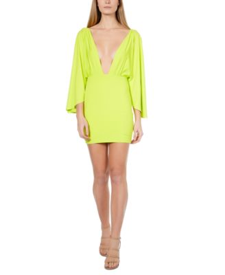 bebe - Juniors' Plunging Wing-Sleeve Mini Dress