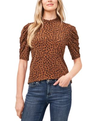 CeCe Puff-Sleeve Mock Neck Top 