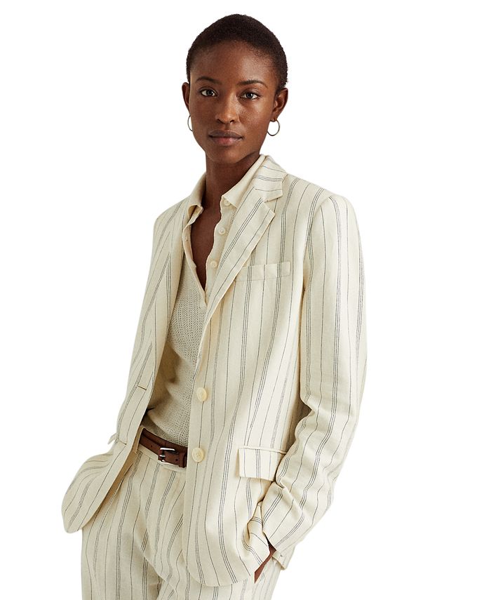Lauren Ralph Lauren Striped Linen Twill Blazer & Reviews - Jackets & Blazers  - Women - Macy's