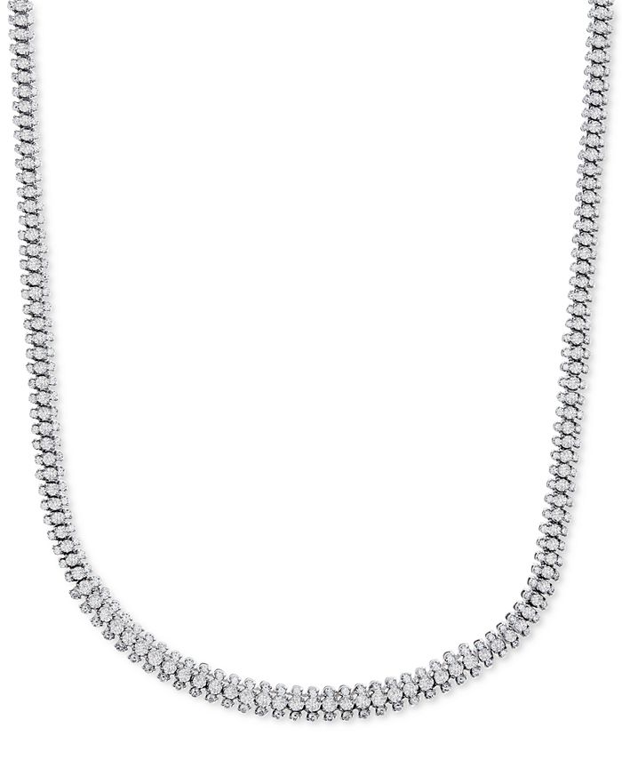 Macy's - Diamond Triple Row 17" Tennis Necklace (10 ct. t.w). in 14k White Gold