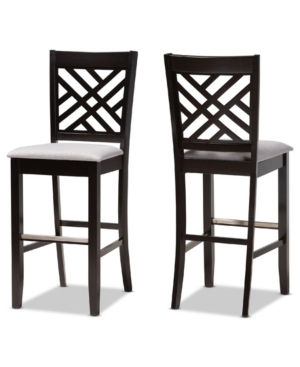 Baxton Studio Jason Modern And Contemporary Fabric Upholstered 2 Piece Bar Stool Set In Dark Brown