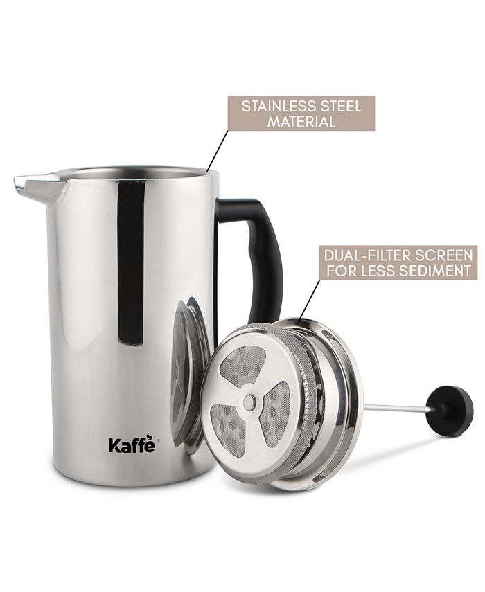 Kaffe French Press DoubleWalled Glass & Stainless Steel Coffee Maker