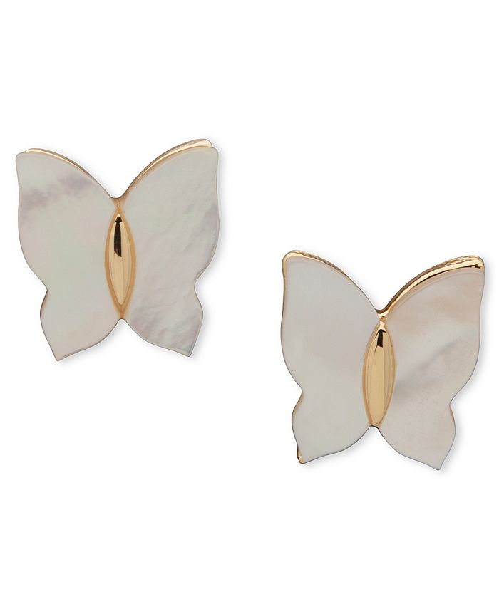 lonna lilly Gold Tone Mother of Pearl Butterfly Stud Earrings