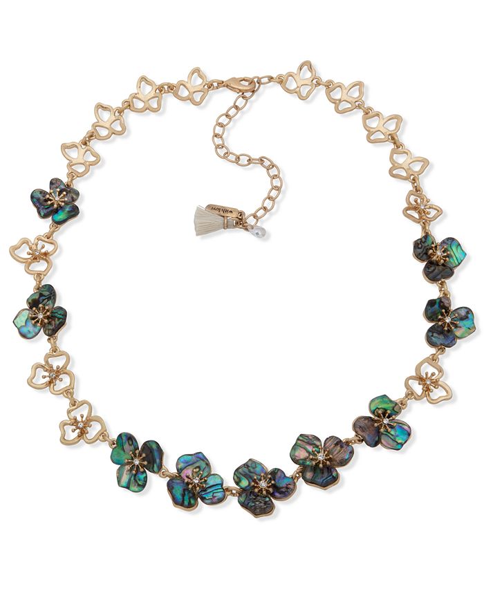 lonna & lilly Gold-Tone Pavé & Mother-of-Pearl Flower Collar Necklace ...