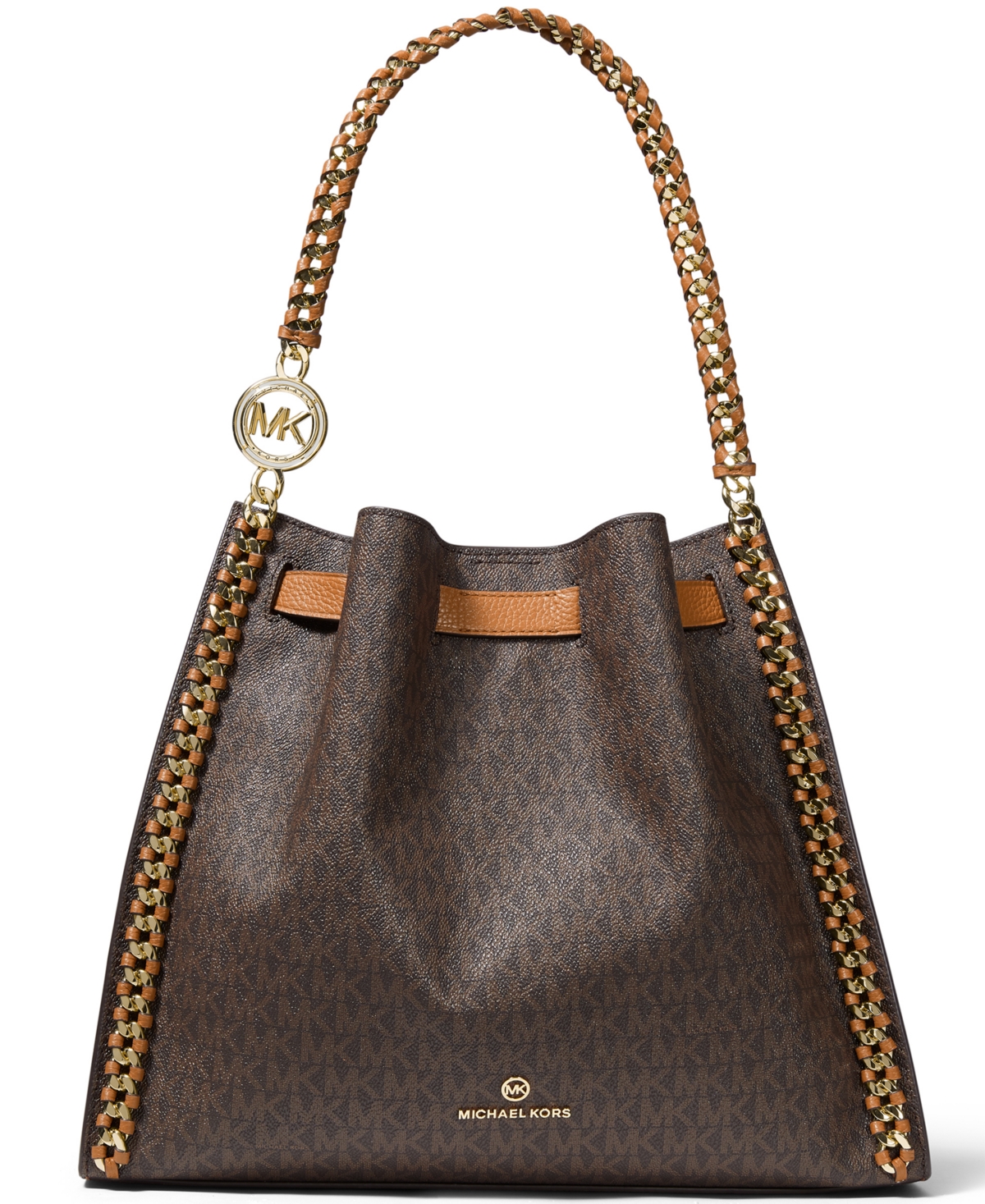 Michael Kors Women Lady Large Leather Shoulder Tote Bag Handbag Purse Black  Gold 