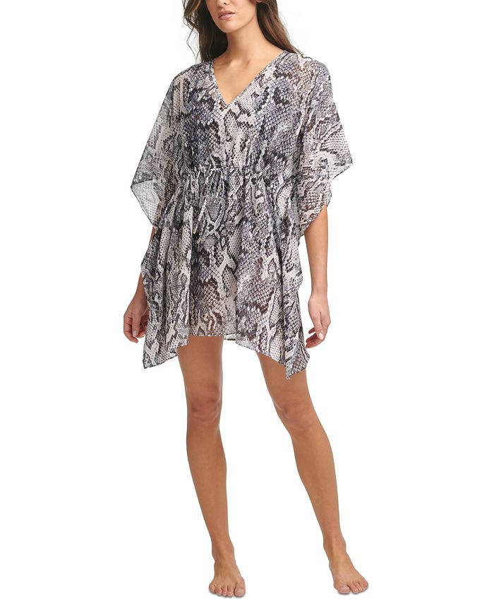 Calvin Klein Printed Drawstring Caftan Cover-Up & Reviews - Swimsuits ...