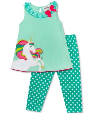 Rare Editions Baby Girls 2-Pc Unicorn Tunic & Printed Leggings Set