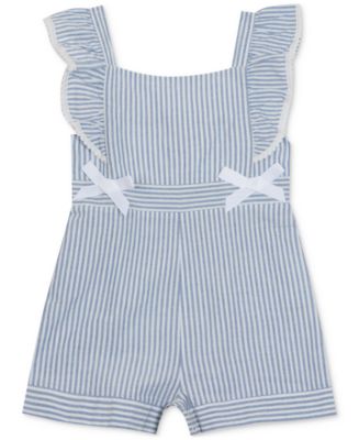 Rare Editions Baby Girls Striped Flutter Romper - Macy's