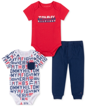Tommy Hilfiger Baby Boys 3-Pc Logo Bodysuits & Jogger Pants Set