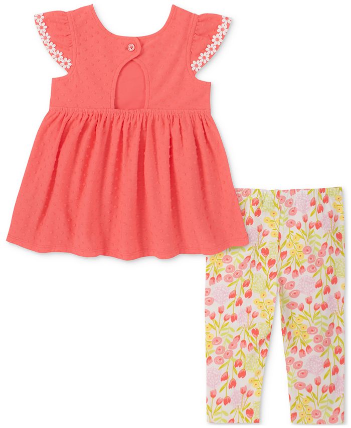 Kids Headquarters Baby Girls 2-Pc. Lace-Trim Tunic & Floral-Print Capri ...