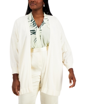 Alfani Plus Size Open-front Cardigan, Created For Macy's In Antique White