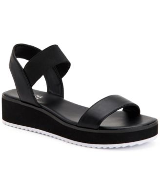 macy's black flat sandals