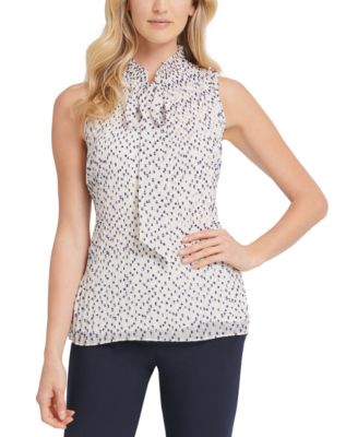 DKNY - Pleated Tie-Neck Top