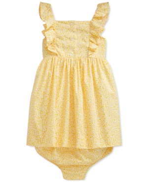 Polo Ralph Lauren Baby Girls Ruffled Cotton Dress & Bloomer Set