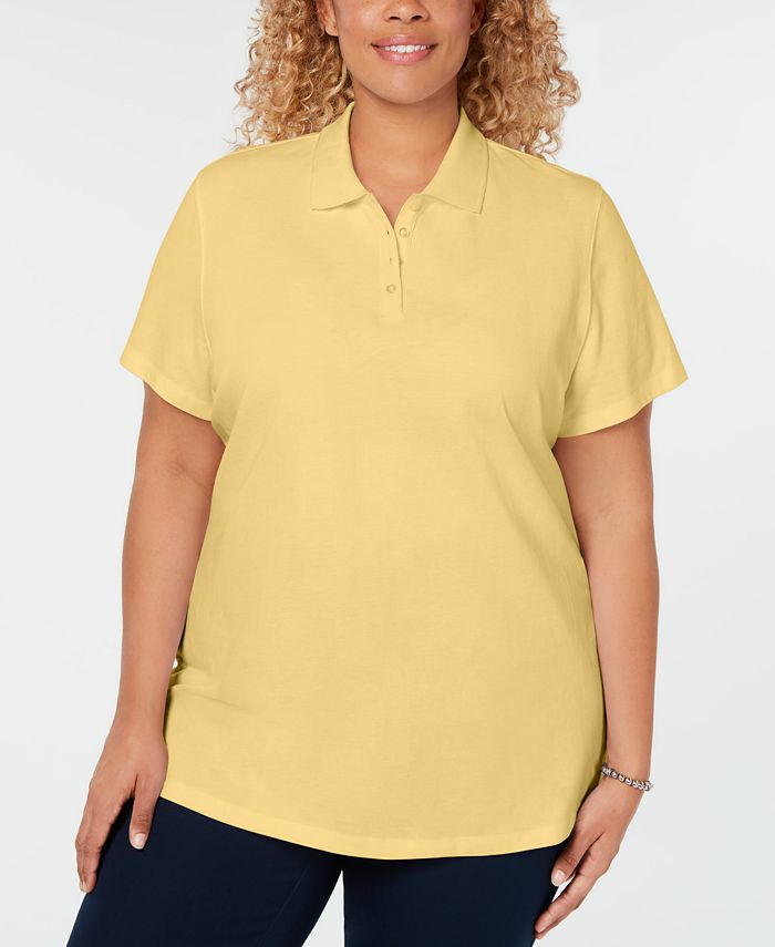 Karen Scott Plus Size Cotton Polo Shirt, Created for Macy's & Reviews