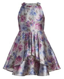 Big Girls Plus Floral Shine High-Neck Dress