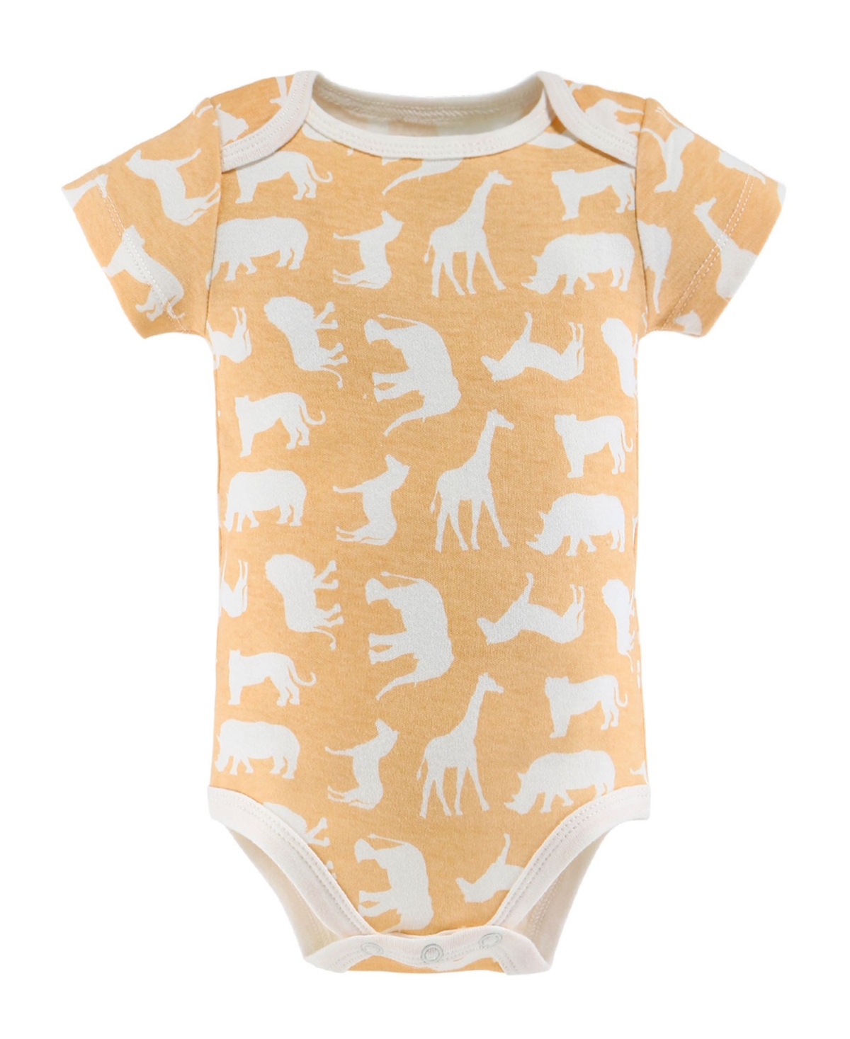 The Peanutshell Baby Girls Short Sleeve Bodysuits, 5 Pack, Safari Animals -black/yellow