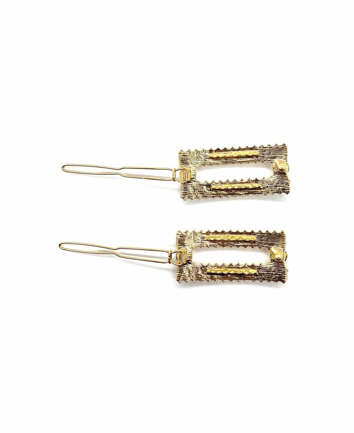 Women's Emerald Cut Rhinestones Barrette, Pack of 2