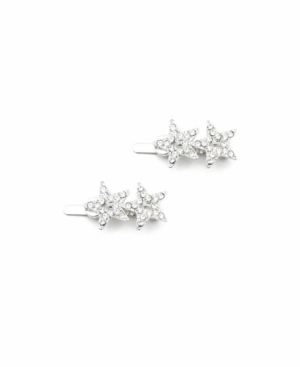 Soho Style Women's Twin Star Magnetic Barrette Set, Pack Of 2 In Silver