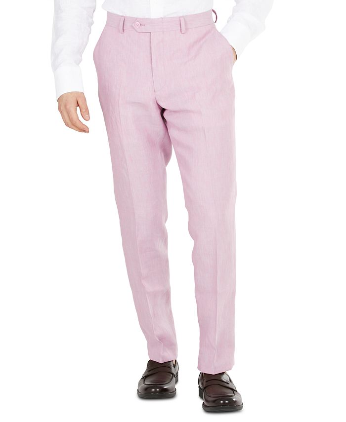 Bar III Men's Slim-Fit Pink Linen Suit Pants, Created for Macy's ...