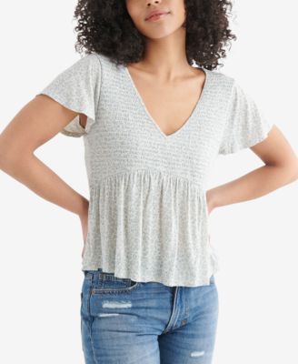 Lucky Brand Smocked Floral-Print 