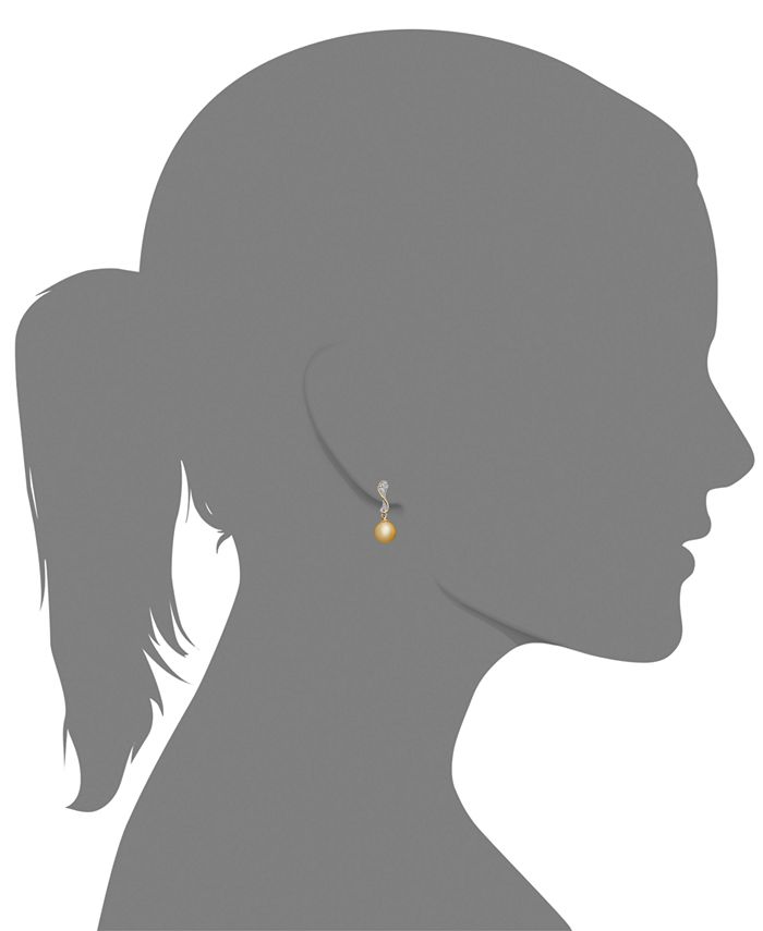 Macy's - 14k White Gold Earrings, Cultured South Sea Pearl (10mm) and Diamond (3/4 ct. t.w.) Stud Earrings