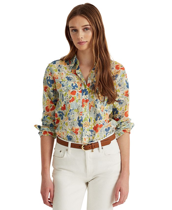Lauren Ralph Lauren Floral Cotton Voile Shirt & Reviews - Tops 