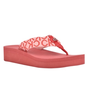 Calvin Klein Women's Meena Beach Slip-on Wedge Flip Flops Women's Shoes In York Pink