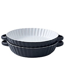 Pie Pan, Tart Pan - Round Pie Plate Baking Dish with Side Handles, Set of 2