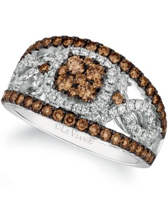 Chocolatier&reg; Chocolate Diamond (1 ct. t.w.) & Vanilla Diamond&reg; (1/3 ct. t.w.) Statement Ring in 14k White Gold 