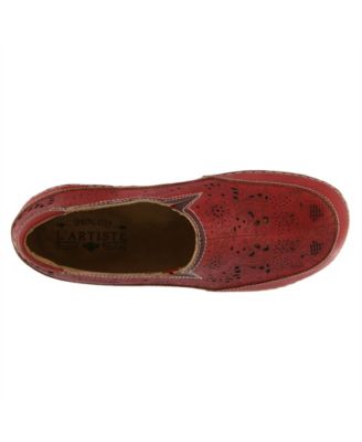 L Artiste Women s LIBORA Hand Painted Leather Loafers with Floral Perforation and Removable Insole