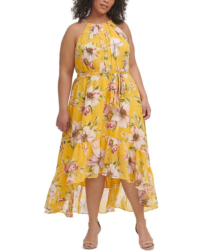 Vince Camuto Plus Size Floral-Print Halter Dress - Macy's