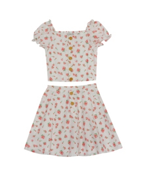 Rare Editions Toddler Girls Printed Eyelet Skirt Set 2 Piece