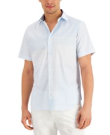 Men's Classic-Fit Stretch Stripe Patchwork-Print Poplin Shirt, Created for Macy's 