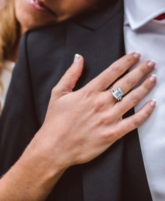 Blue Topaz (5-3/5 ct. t.w.) and Diamond (1/2 ct. t.w.) Interlaced Three-Row Ring in 14k White Gold
