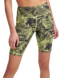 Sport Palm-Print High-Waist Bike Shorts