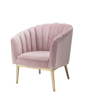 Shop Acme Furniture Colla Accent Chair In Blush Pink Velvet Texture And Gold-tone