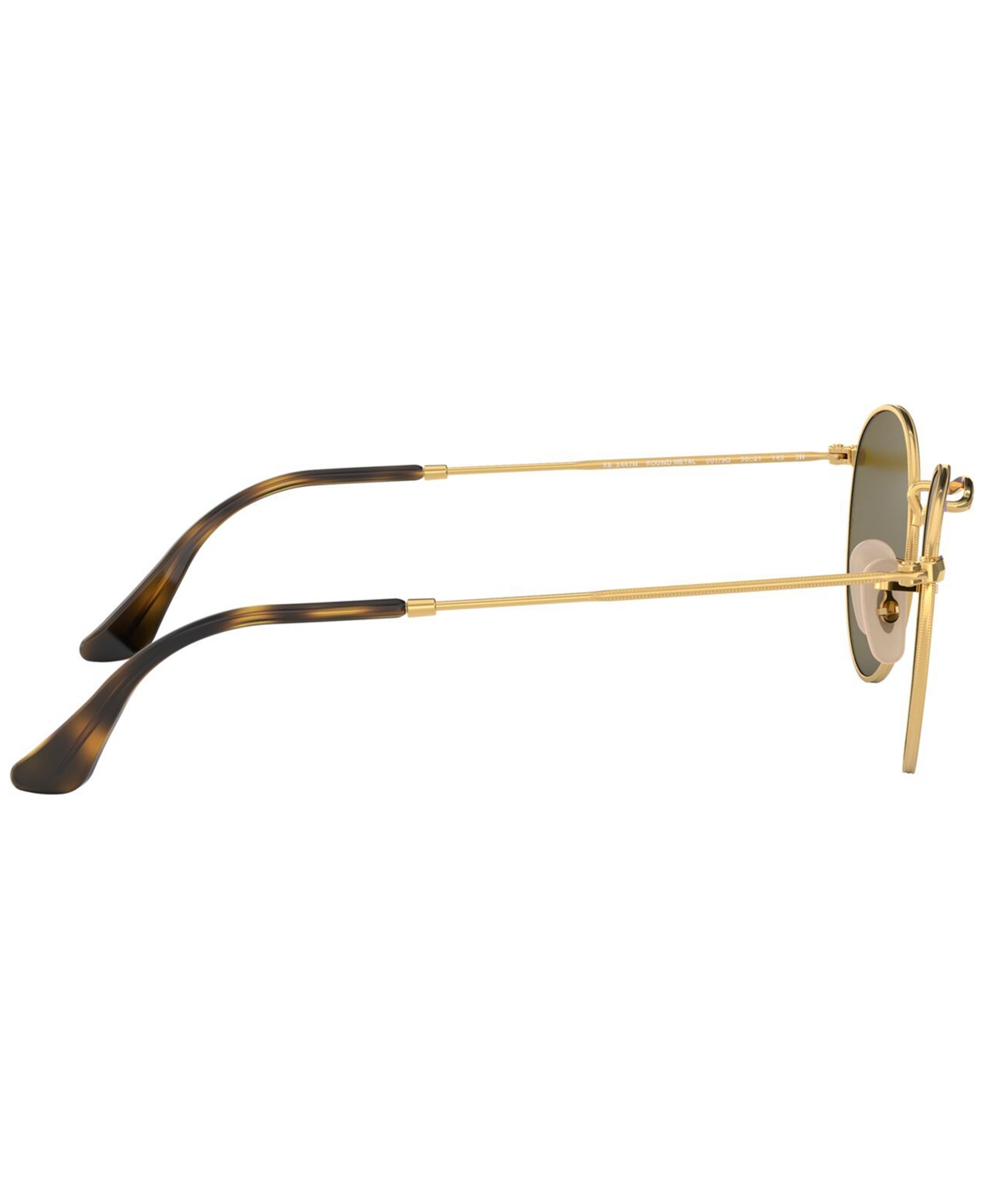 Ray Ban Sunglasses, Rb3447n Round Flat Lenses In Gold Shiny,copper Mirror