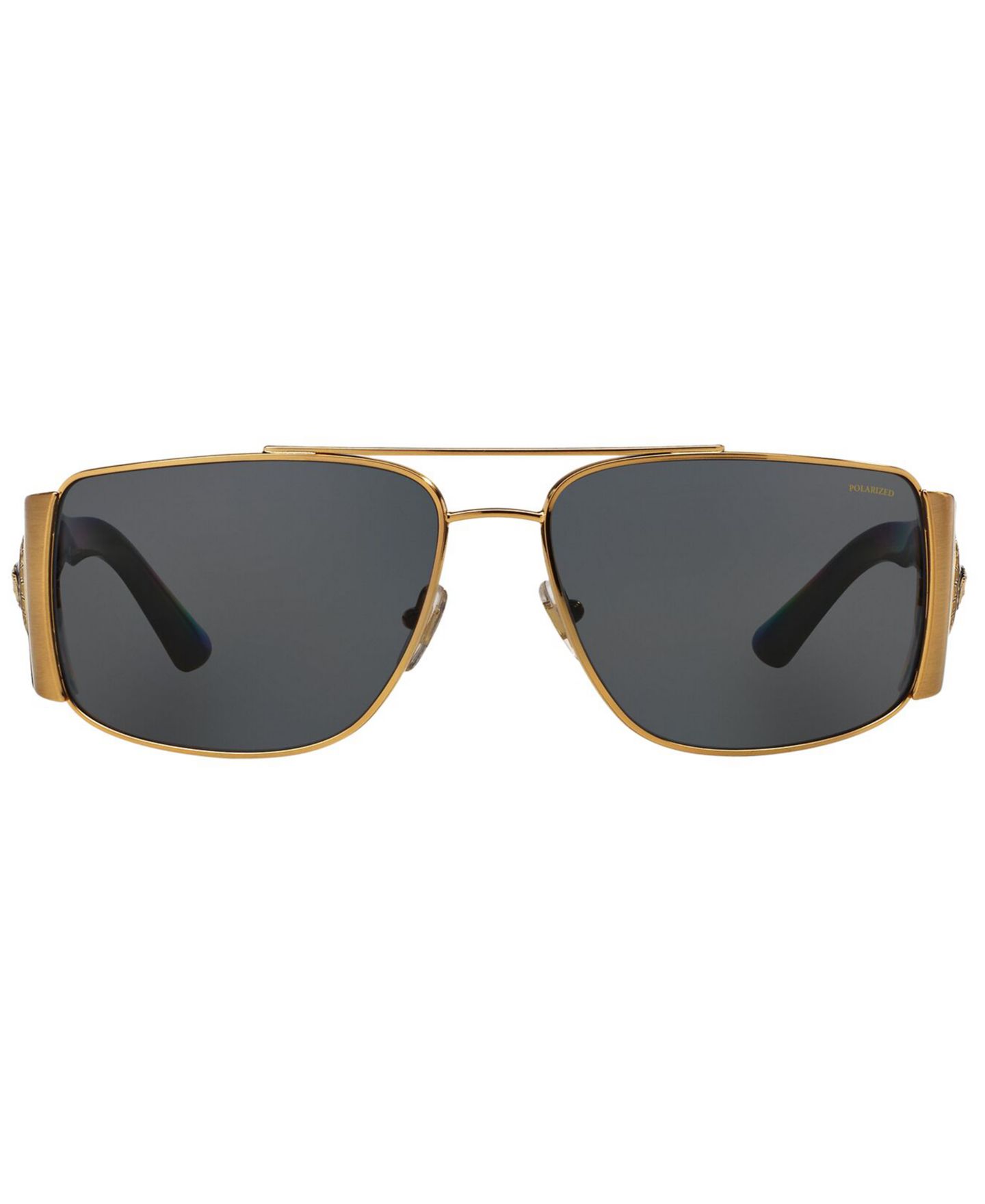 Женские солнцезащитные очки Versace Polarized Sunglasses, VE2163, цвет: Золотой чёрный / Серый — фото 4