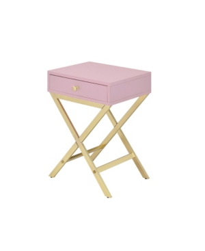 Shop Acme Furniture Coleen Side Table In Pink And Gold-tone