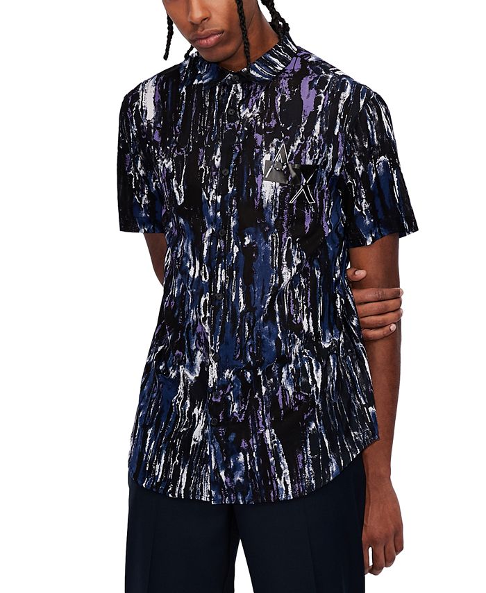 A|X Armani Exchange Short Sleeve Neon Tie-Dye Button Shirt & Reviews -  Casual Button-Down Shirts - Men - Macy's