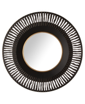 Glitzhome 35"d Vintage Industral Metal Round Wall Mirror Decor In Black