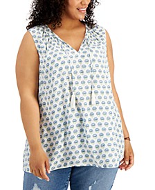 Cotton Printed V-Neck Top, Created for Macy's