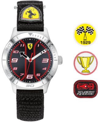 Ferrari Kids' Academy Black Nylon Strap Watch 34mm
