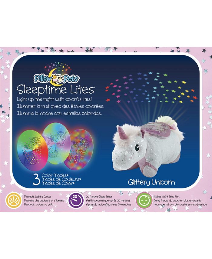 Pillow Pets Glittery Unicorn Sleep time Lite Plush Night Light
