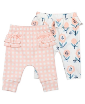 Mac & Moon Baby Girl Pant with Bunny Floral and Gingham Print 2 Pack