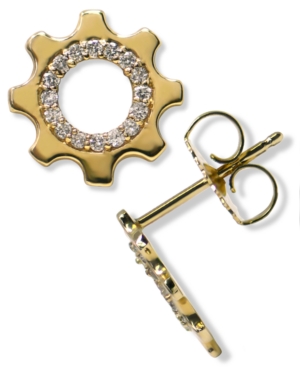 Jac + Jo By Anzie Pave Cog Earrings Set With Diamonds In 14k Gold In Clear